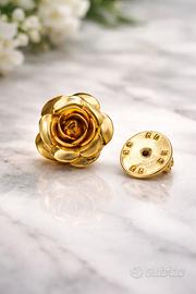 Spilla Vintage Rosa Dorata – Marchio Ballou Reg’d
