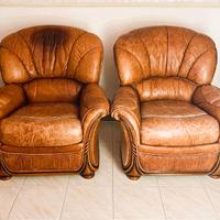 Poltrone Vintage in Vera Pelle Cognac