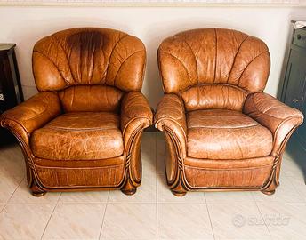 Poltrone Vintage in Vera Pelle Cognac