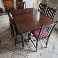 tavolo antico allungabile + 6 sedie