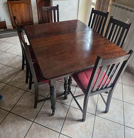 tavolo antico allungabile + 6 sedie