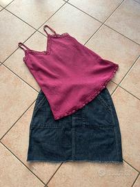 Gonna in jeans, Guess e top fucsia