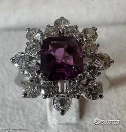 ANELLO ORO 18kt. CON DIAMANTI E RUBINO NATURALI