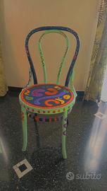 Sedia Artistica Decorata a Mano - Stile Thonet / P