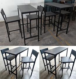 n.4 tavoli bar e n.8 sgabelli Lignano nero outlet