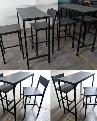 n.4 tavoli bar e n.8 sgabelli Lignano nero outlet