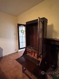 Trumeau inglese in rovere con ribaltina