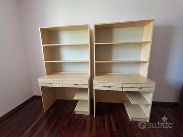 2 scrivanie con libreria rimovibile
