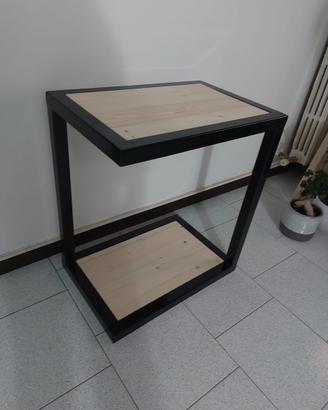 TAVOLO MODERNO IN FERRO E LEGNO GREZZO