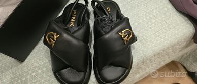 Sandali pinko puff in pelle nera taglia 37 