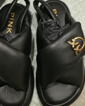 Sandali pinko puff in pelle nera taglia 37 