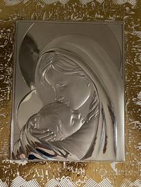 Quadro argento madonna con bambino