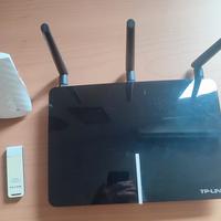 TP-LINK router, adattatore wifi usb, ripetitore