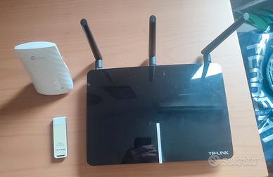 TP-LINK router, adattatore wifi usb, ripetitore
