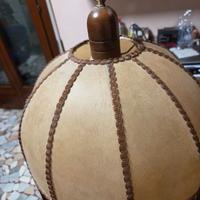 Lampadario Vintage a Sospensione in Legno-Tessuto