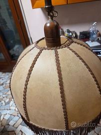 Lampadario Vintage a Sospensione in Legno-Tessuto