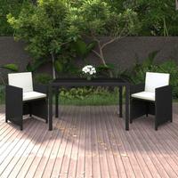 Set da Pranzo da Giardino 3 pz con Cuscini in Poly