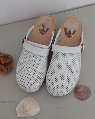 Zoccoli clog vero legno vintage 39