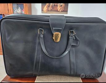 Valigia vintage pelle morbida nera anni '50