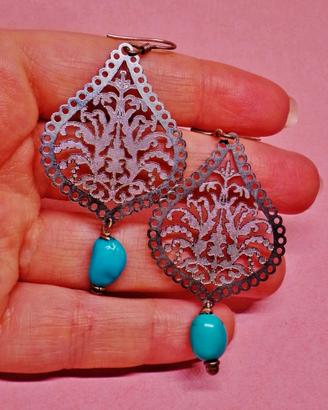 ARGENTO 925 orecchini traforati stile turco