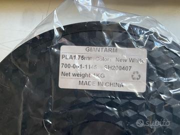 Filamento stampante 3D PLA bianco 1,75 mm 1 kg