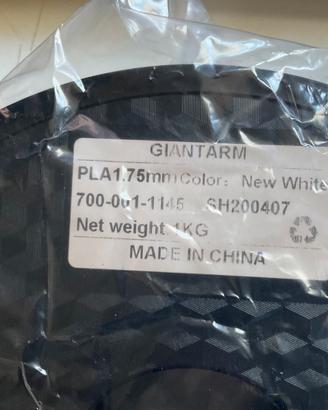 Filamento stampante 3D PLA bianco 1,75 mm 1 kg