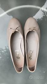 Ballerina color avorio, pelle/cuoio, n. 38