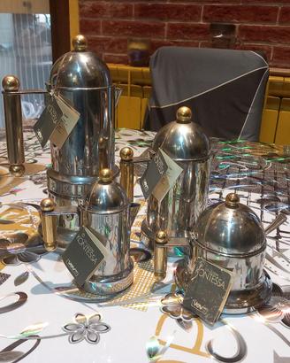 Servizio da caffè Vev Vigano Kontessa acciaio/oro