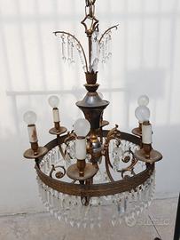 lampadario a gocce di cristallo anni 60