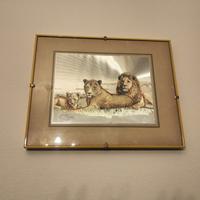 Quadro raffigurante famiglia di Leoni