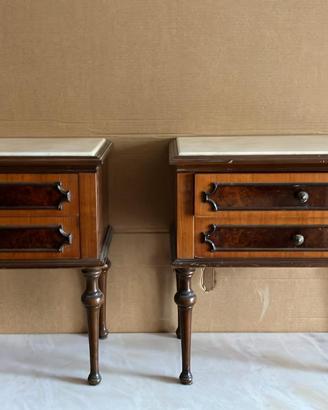 Coppia comodini noce e radica Vintage '50