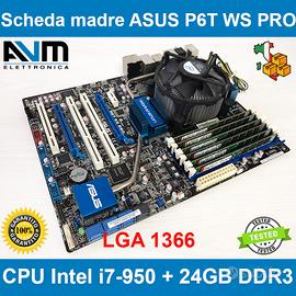 Scheda madre ASUS P6T WS PRO i7-950 RAM 24GB DDR3