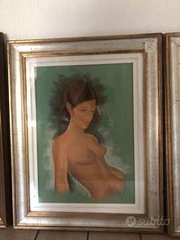 Set 2 dipinti donne nude da collezione con cornice