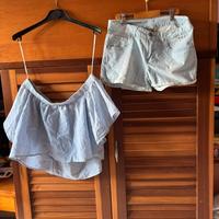 Top + pantaloncini Bershka di jeans