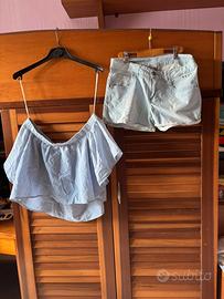 Top + pantaloncini Bershka di jeans