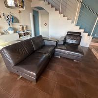 Divano con penisola in pelle Alberta Salotti