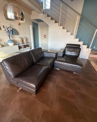 Divano con penisola in pelle Alberta Salotti