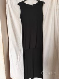 Vestito nero lungo asimmetrico smanicato - Taglia 
