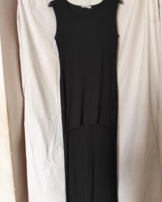 Vestito nero lungo asimmetrico smanicato - Taglia 
