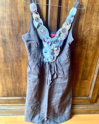Vestito estivo marrone in lino Derhy