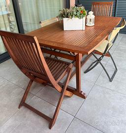 Set da giardino tavolo e sedie legno teak