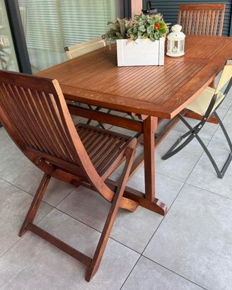 Set da giardino tavolo e sedie legno teak