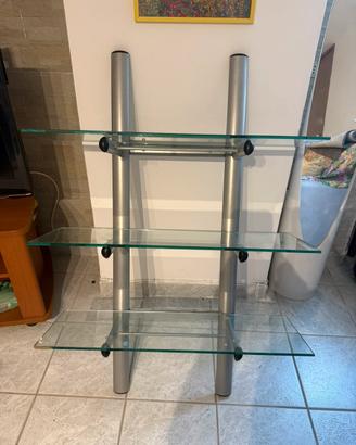 Porta mensole in ferro con tre piani in vetro