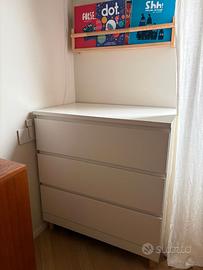 Cassettiera IKEA MALM 3 cassetti rialzata 86,5 cm