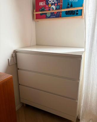 Cassettiera IKEA MALM 3 cassetti rialzata 86,5 cm