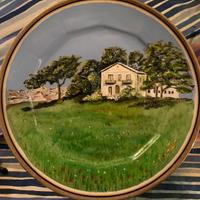 Paesaggio-piatto dipinto a mano