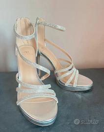 Tacchi sandalo argento brillantinati