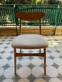 4 sedie Cloda Sklum legno naturale/lino beige