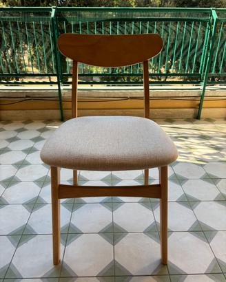 4 sedie Cloda Sklum legno naturale/lino beige