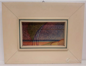 FAUSTO LUZI Fermo 1940 opera 19x11cm dipinto 1972